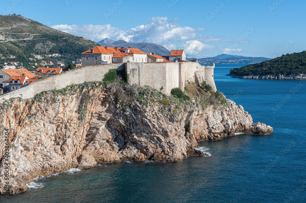 Beautiful view of the a walled Old City of Dubrovnik, Croatia