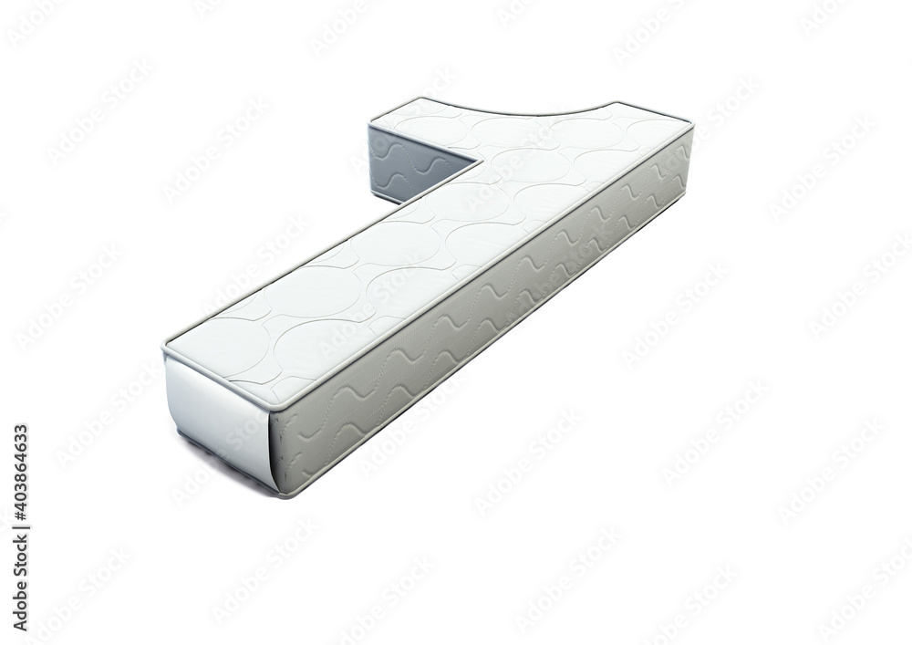 A illustration 3D of a mattress in the shape of number 1 A illustration 3D of a mattress in the shape of number 1