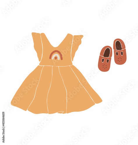 Baby boho clothes, abstract boho clothes, cute minimal wear for children, clothing clipart, vector baby, abstract elements for kids