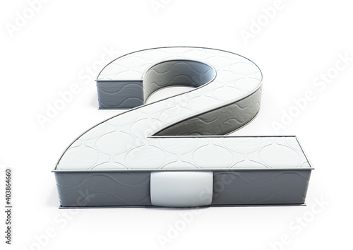 A illustration 3D of a mattress in the shape of number 2