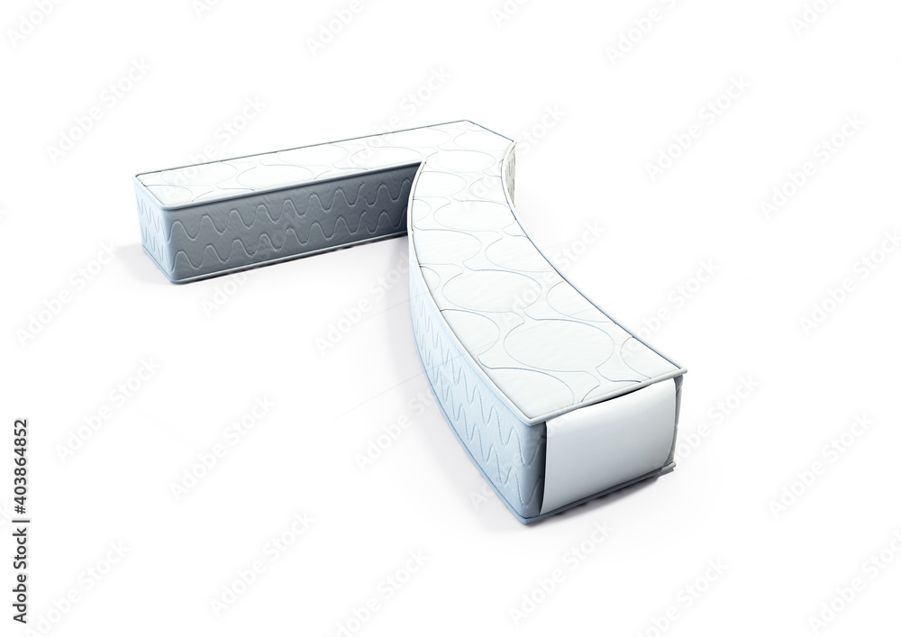 A illustration 3D of a mattress in the shape of number 7 A illustration 3D of a mattress in the shape of number 7