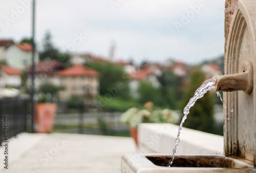 very crystal clear drinking water at the city fountain