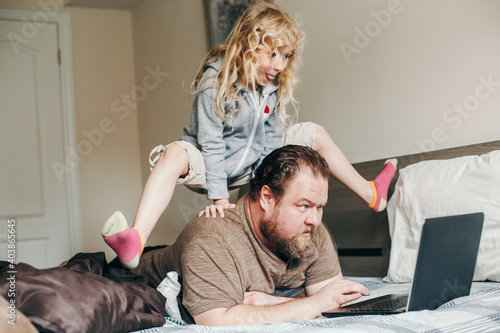 Fotografie Work from home with kids children
