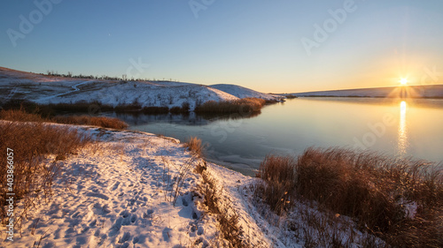 frosty evening by the pond