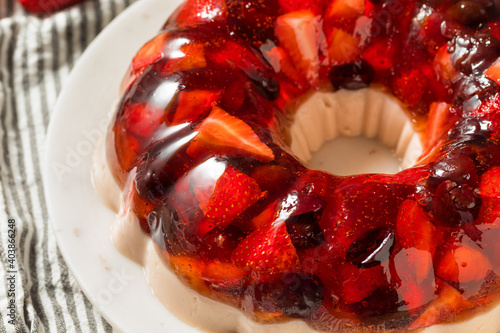 Fotografija Homemade Layered Berry Gelatin Mold