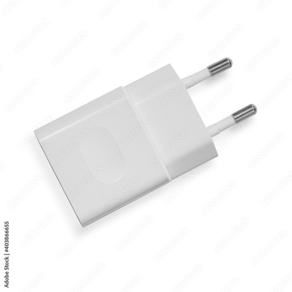 white power adapter for charging phone isolate white power adapter for charging phone isolate