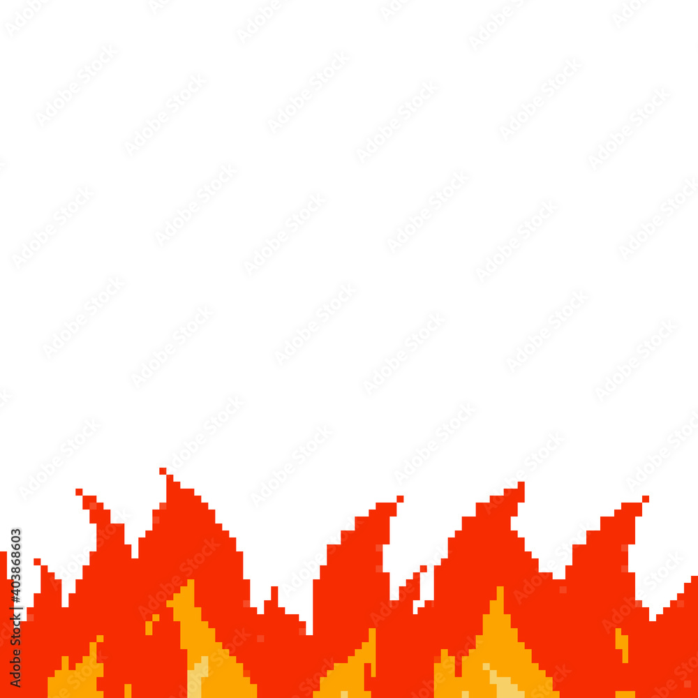 Naklejka premium Pixel fire. Pixel art 8 bit