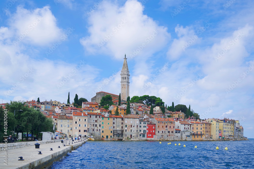 Touristic view of the resort of Rovinj, Istrian Peninsula, Croatia, Europe
