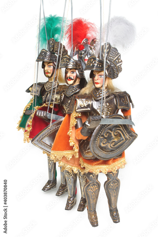 Pupi, Traditional Sicilian UNESCO Puppets "Opera dei Pupi" – Matter of  France or Carolingian Cycle Characters: Rinaldo (Green), Orlando (Red),  Bradamante (White) – Isolated on White Background Stock Photo | Adobe Stock