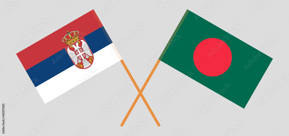 Crossed flags of Serbia and Bangladesh