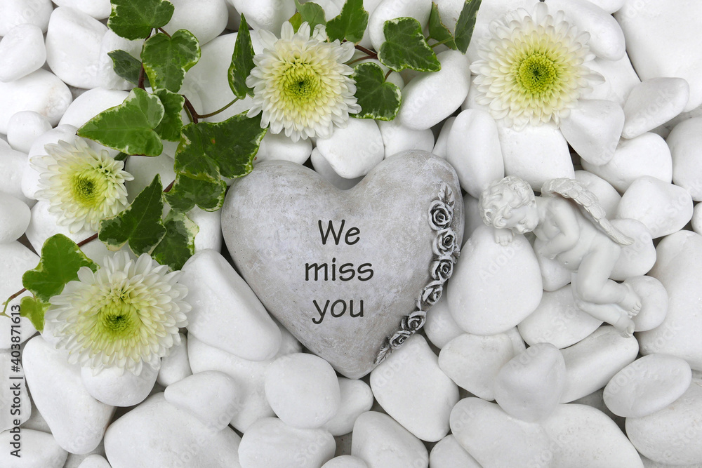 Heart with the inscription we miss you - obrazy, fototapety, plakaty 