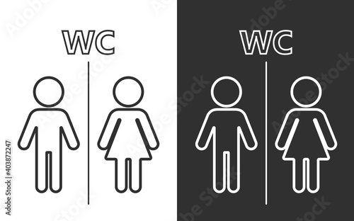 toilet line icon or logo WC symbols  toilet sign Bathroom Male and female Gender icon Funny wc door plate symbol isolated sign vector illustration