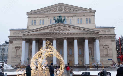 The Bolshoi Theatre in Moscow in winter