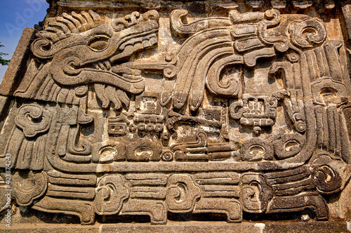 Piramide de la serpiente enplumada(piramide de Quetzalcóatl).Yacimiento  de Xochicalco. Estado de Morelos.Mexico. photo