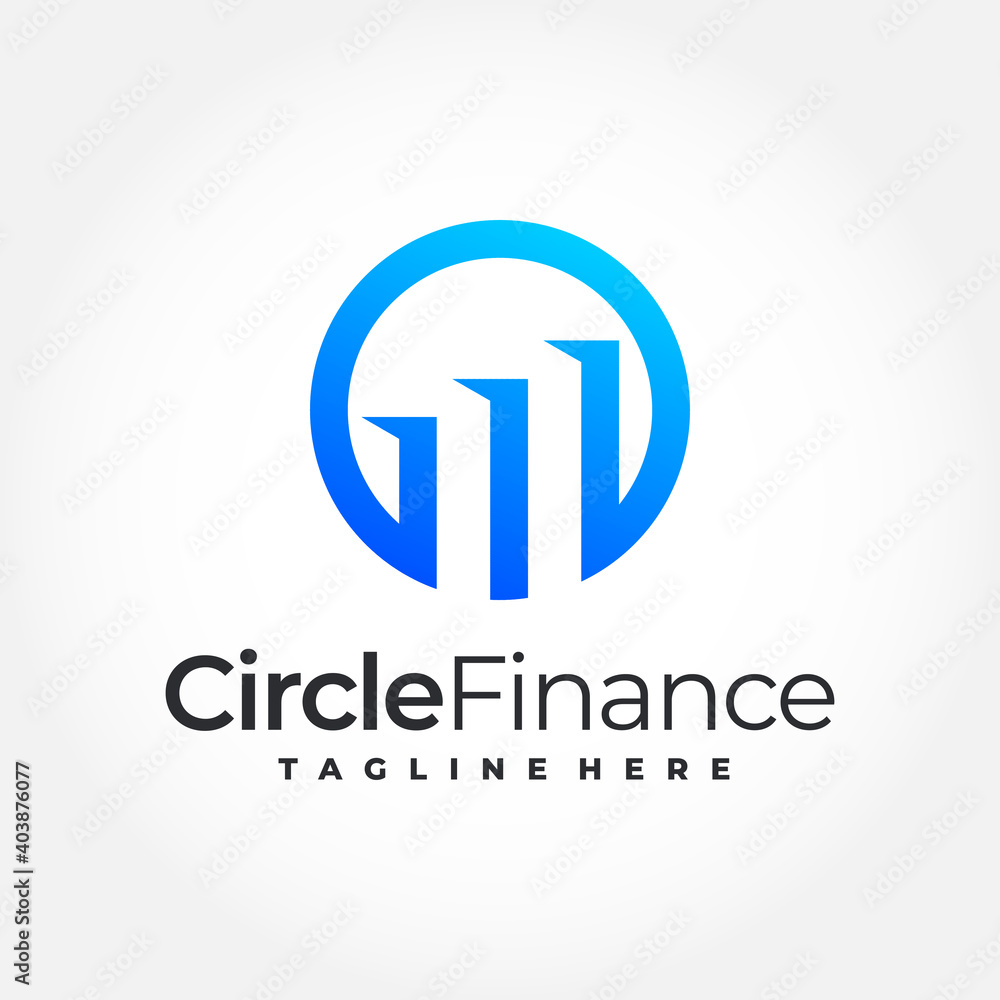 circle finance logo, business chart bar circle logo