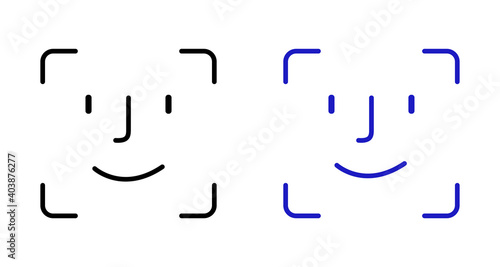 face id icon. Facial recognition system signs on white background.Vector.