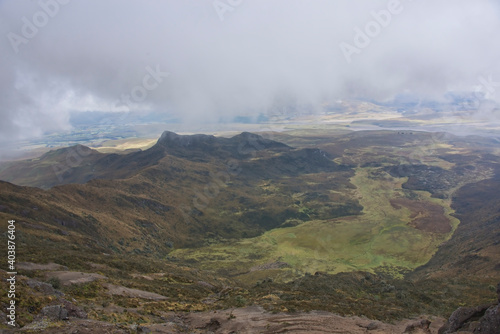 View from the slopes of Rumiñahui Volcano, Cotopaxi National Park, Ecuador