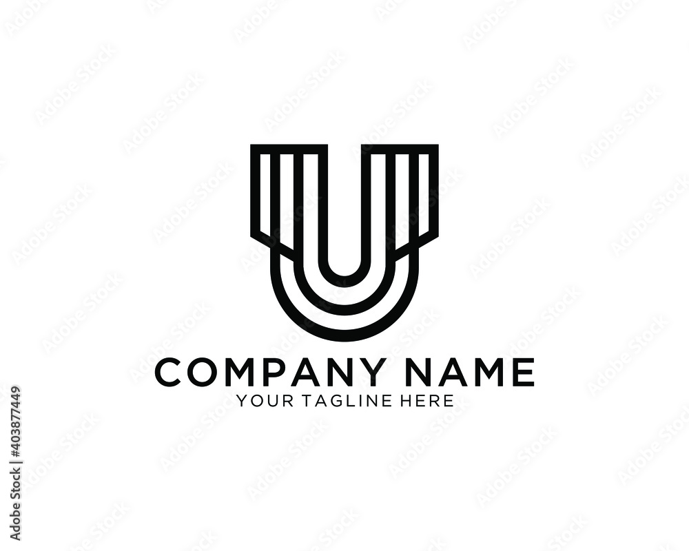 U Letter Logo With Black Lines Design. Line Letter Symbol Vector Illustration U Letter Logo With Black Lines Design. Line Letter Symbol Vector Illustration