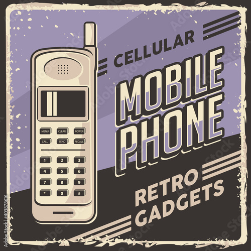 Retro Classic Vintage Gadgets Cellular Mobile Phone Signage Poster