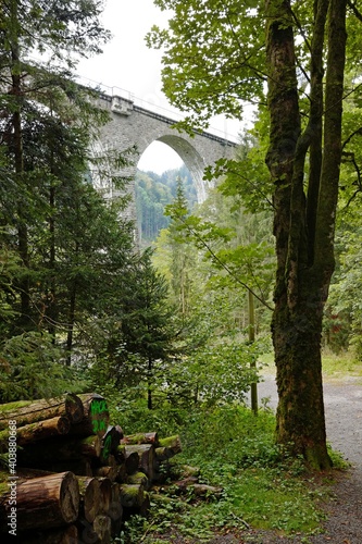 Ravennaschlucht mit Ravennabrücke im Schwarzwald Hochformat photo