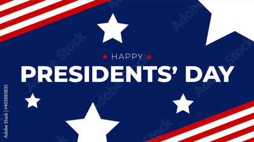 Happy Presidents' Day Text with Patriotic Stars and Stripes Background, Presidents Day Vector Graphic Illustration with United States Background
