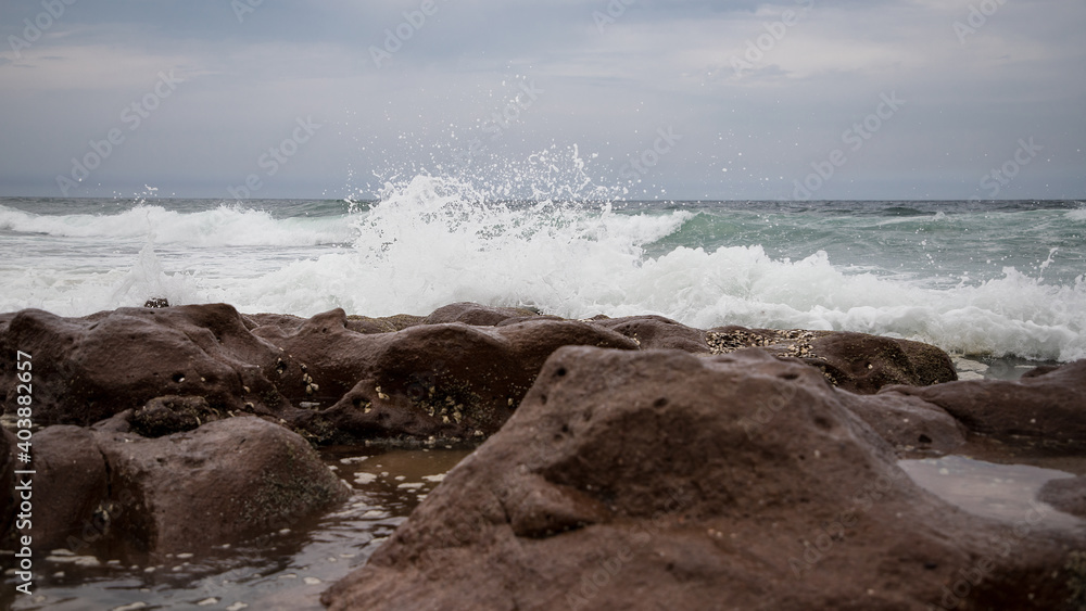 Beautiful coast of the Indian Ocean in cloudy weather. Beautiful coast of the Indian Ocean in cloudy weather.