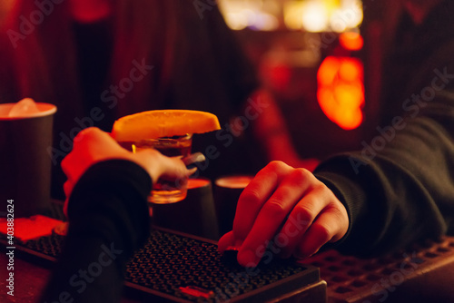 Buying alcohol at the bar