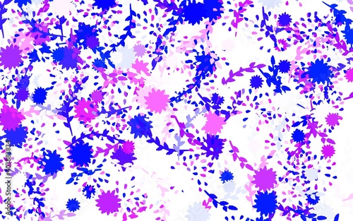 Light Purple vector doodle template with flowers