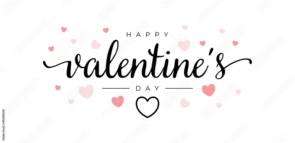 Happy Valentines Day Typographic Lettering isolated on white Background With Pink Heart and Arrow Vector Illustration of a Valentine's Day Card.