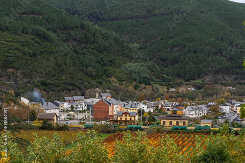 Beautiful shot of the landscapes and buildings in the inland city of Galicia in Ribeira Sacra, S photo