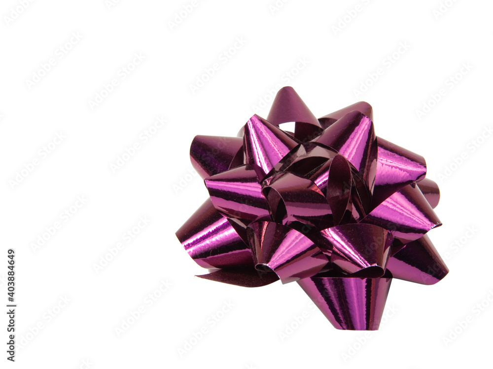 Purple foil gift bow isolated on the white background Purple foil gift bow isolated on the white background