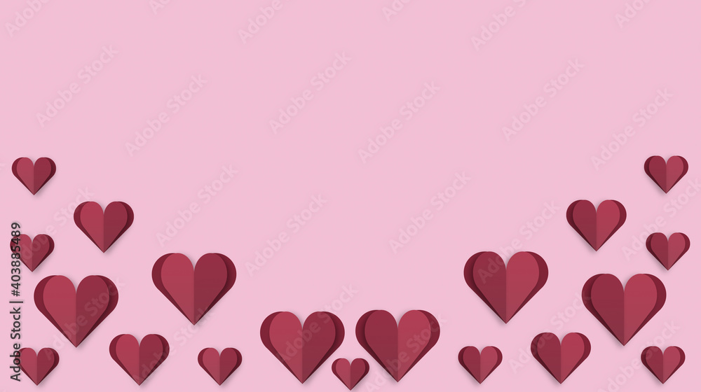 Papercut red heart for valentine's day background concept. Valentine's Day holiday. Day of Love. Concept for background on brochure, banner, poster. 3D rendering