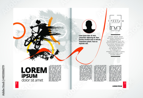 Printing magazine with sport subject in background, easy to editable vector