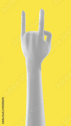 Lets Rock, hand sign, isolated on background. 3d rendering