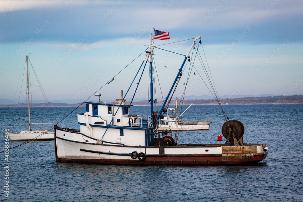 A fishing boat in Monterey Bay CA