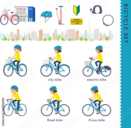 flat type Bun hair mom_bicycle set
