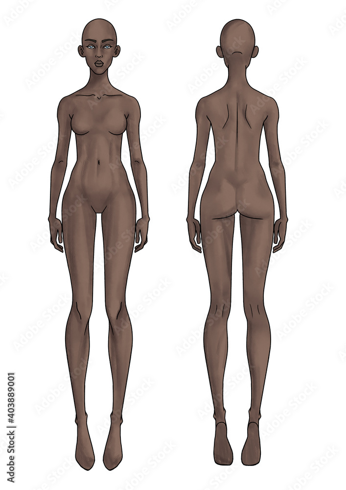 Woman Fashion template - front and back view / skin color 1 Woman Fashion template - front and back view / skin color 1