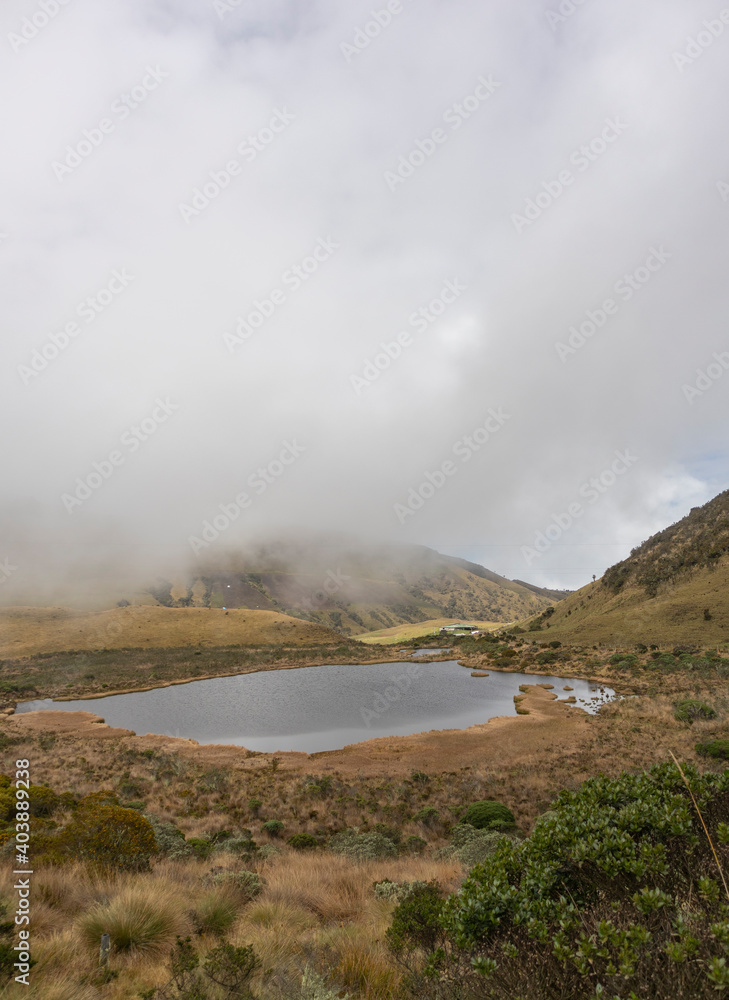 Image of a lagoon in the Nevado del Ruiz in Manizales, Caldas, Colombia.