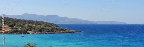Blue lagoon, island paradise. Adriatic Sea of Crete, Greece, popular touristic destination banner © julietta24