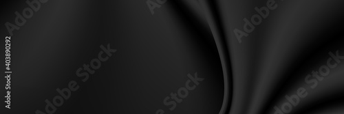 Smooth elegant black satin texture abstract background. Luxurious background design. Black cloth background