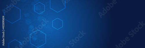 Blue honeycomb abstract background. Wallpaper and texture concept. Minimal theme. Abstract geometric shape technology digital hi tech concept background. Space for your text