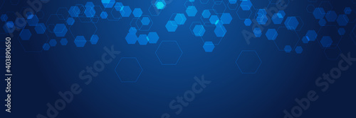 Blue honeycomb abstract background. Wallpaper and texture concept. Minimal theme. Abstract geometric shape technology digital hi tech concept background. Space for your text photo