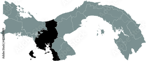 Black location map of the Panamanian Veraguas province inside gray map of Panama photo