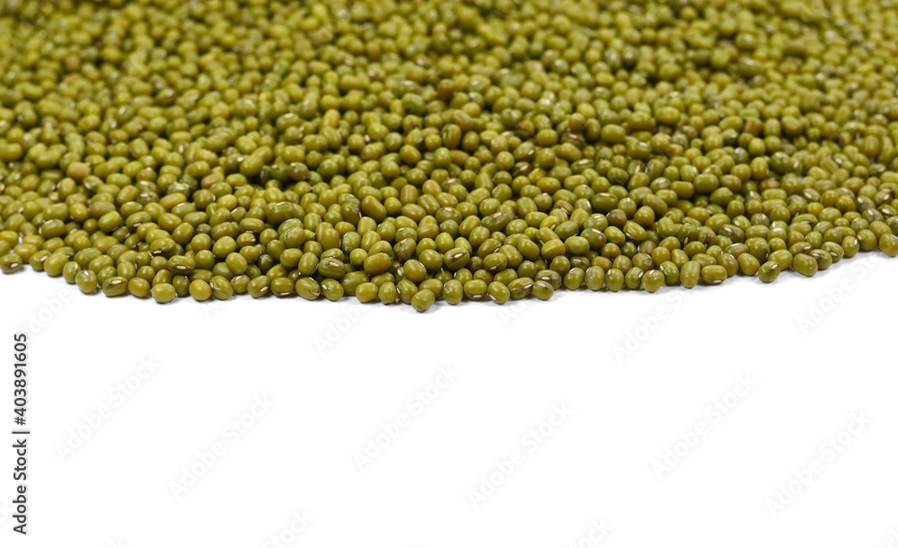 Dry green beans on white background. Organic raw green beans mungo (Vigna radiata) isolated on white background. Dry green beans on white background. Organic raw green beans mungo (Vigna radiata) isolated on white background.