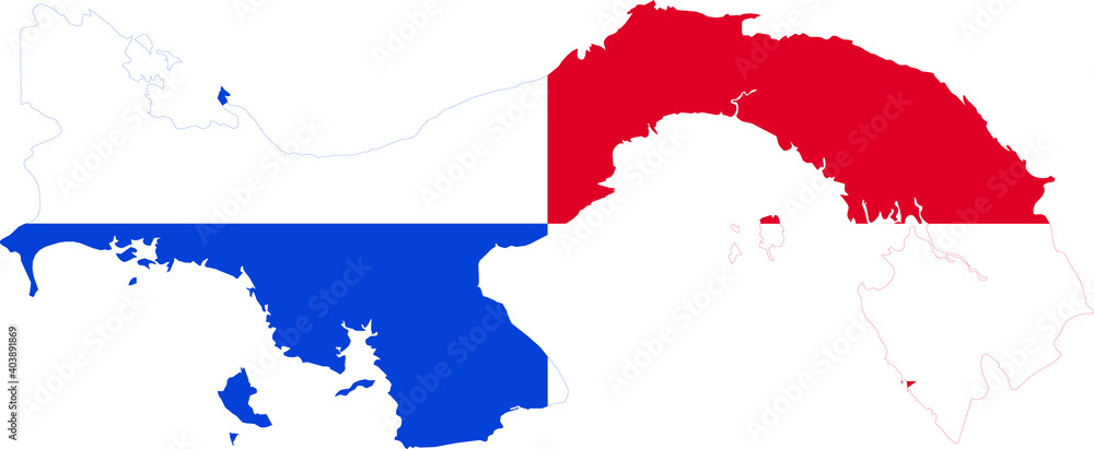 Flag of Panama cropped inside it's map