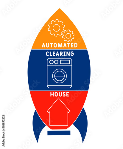 ACH - Automated Clearing House acronym. business concept background.  vector illustration concept with keywords and icons. lettering illustration with icons for web banner, flyer, landing page