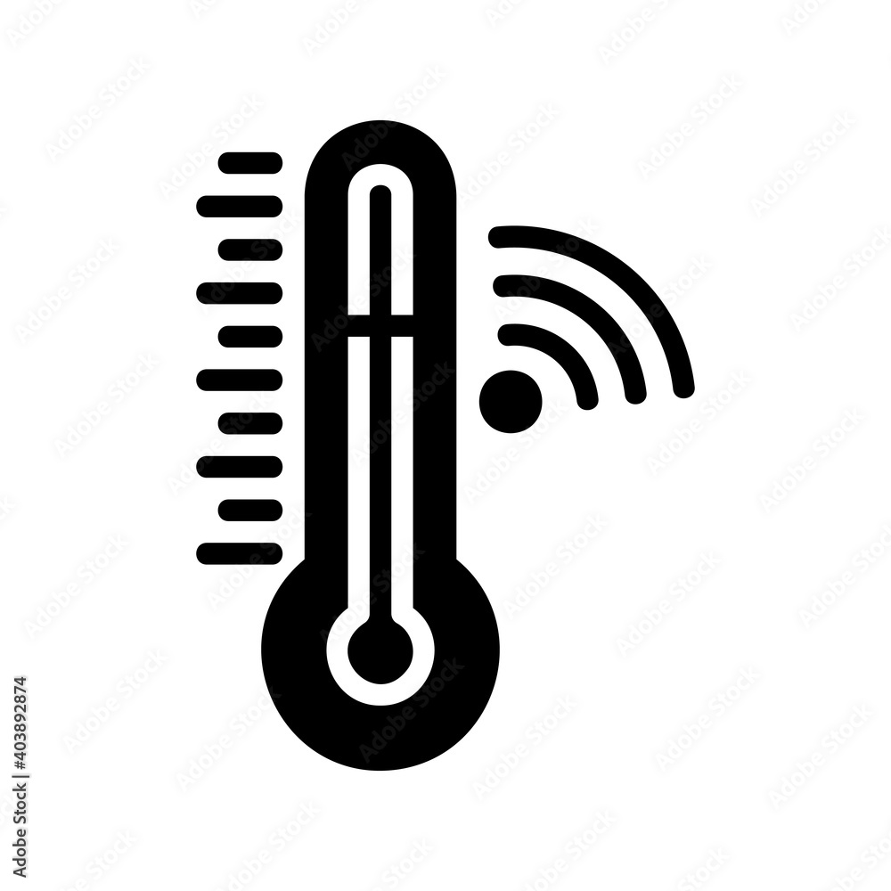 Thermometer icon vector illustration in solid style about internet of things for any projects Thermometer icon vector illustration in solid style about internet of things for any projects