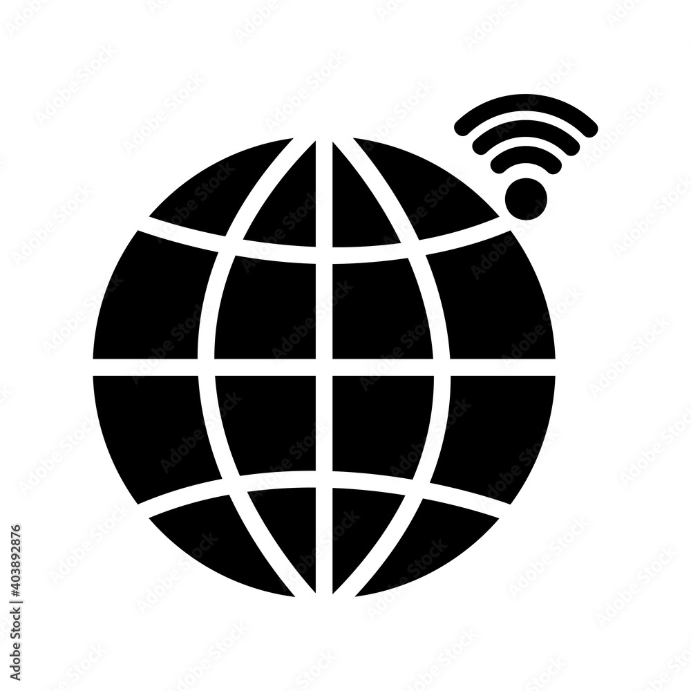 Globe icon vector illustration in solid style about internet of things for any projects Globe icon vector illustration in solid style about internet of things for any projects