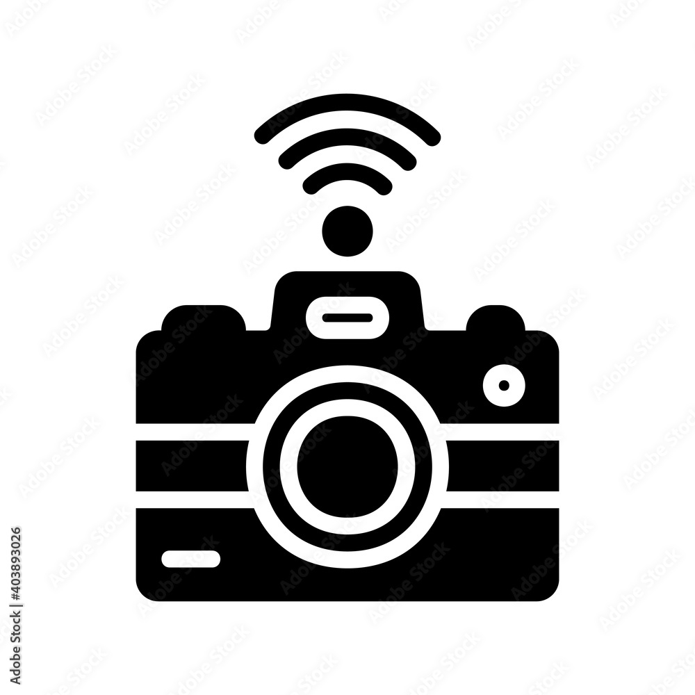 Camera icon vector illustration in solid style about internet of things for any projects Camera icon vector illustration in solid style about internet of things for any projects