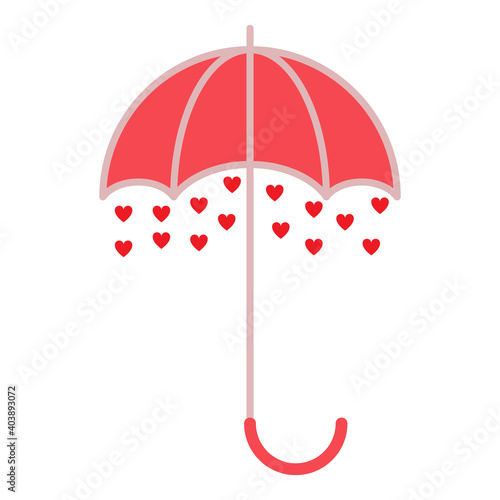 Valentine's day card with umbrella and hearts, rain with hears card, vector